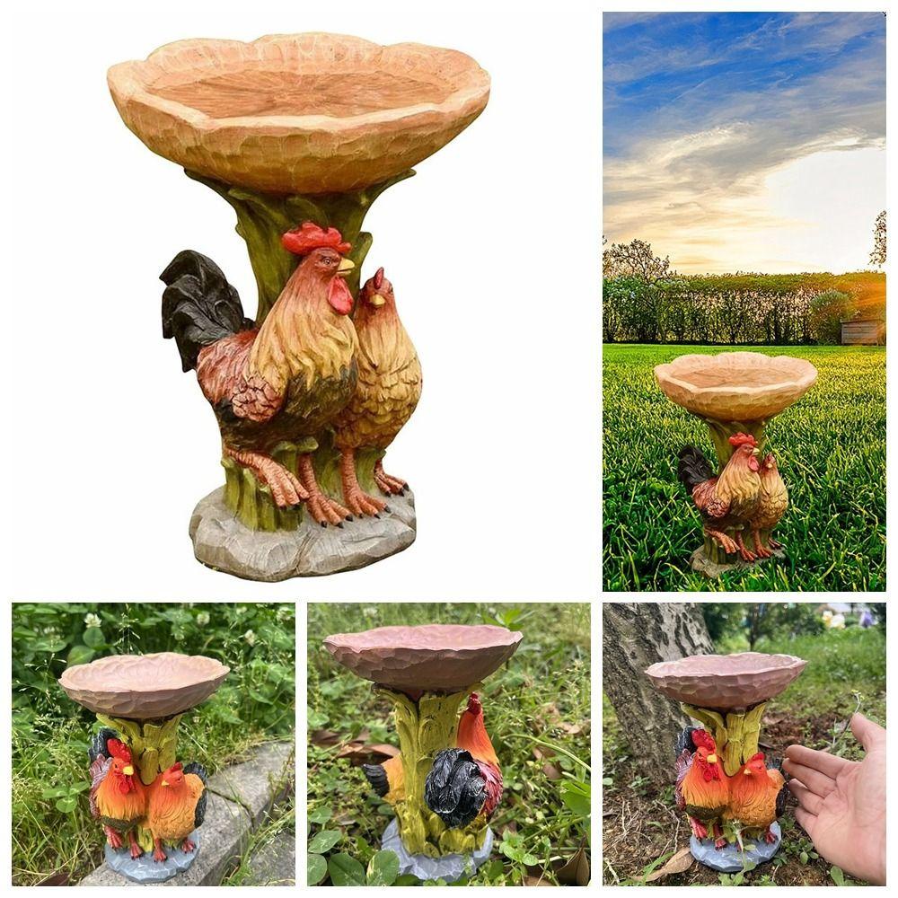 Dalton rooster bird feeder, resin funny animal bird feeder, những người yêu thích chim mộc mạc thực tế không thấm nước sáng tạo