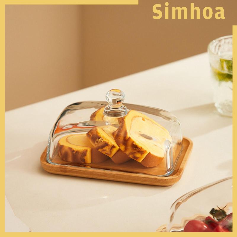 Đĩa bánh tre có nắp thủy tinh đĩa phục vụ trang trí khay phục vụ bánh khay đựng bánh cho thực phẩm trang trí khai vị trưng bày sushi