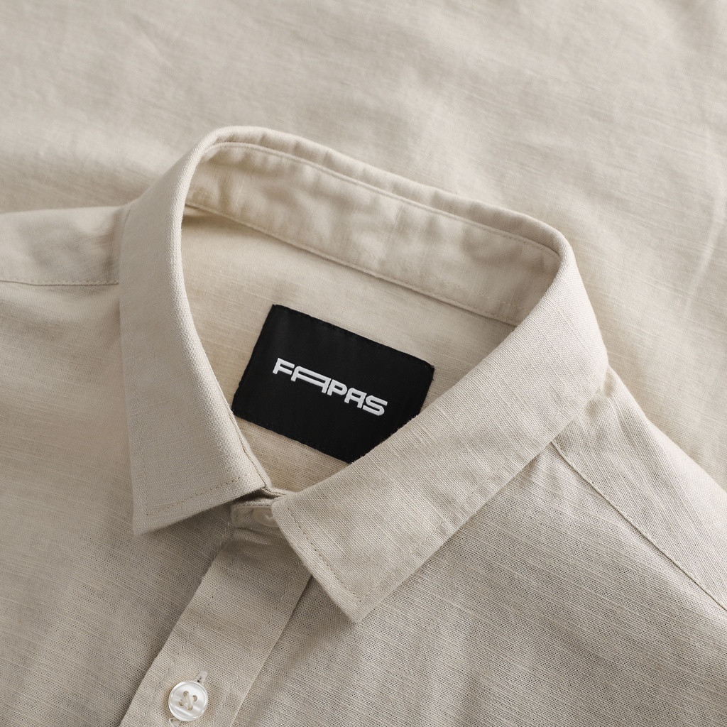 Áo Sơ Mi Tay Ngắn Nam Chất Liệu Linen Phong Cách Vintage Leathe FAPAS
