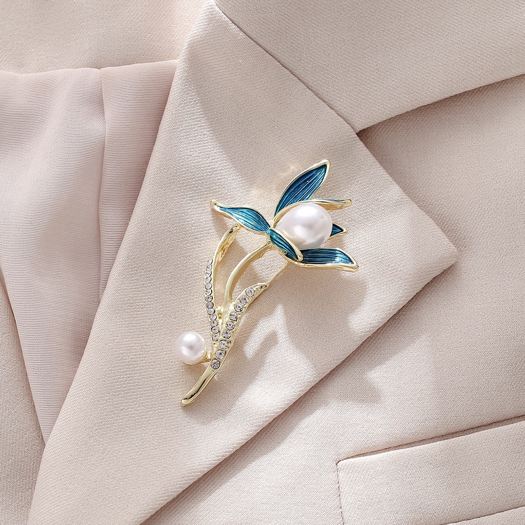 Ghim Cài Áo Hình Hoa Lan Đính Ngọc Trai Cao Cấp Dễ Phối Đồ Thời Trang Cho Nam Và Nữ
