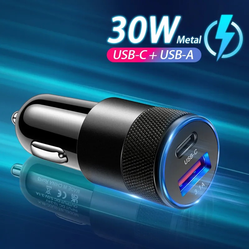 Bộ sạc ô tô mini usb c bộ sạc điện thoại pd 30w cho điện thoại thông minh sạc nhanh thuốc lá ổ cắm nhẹ hơn bộ sạc usb | BigBuy360 - bigbuy360.vn