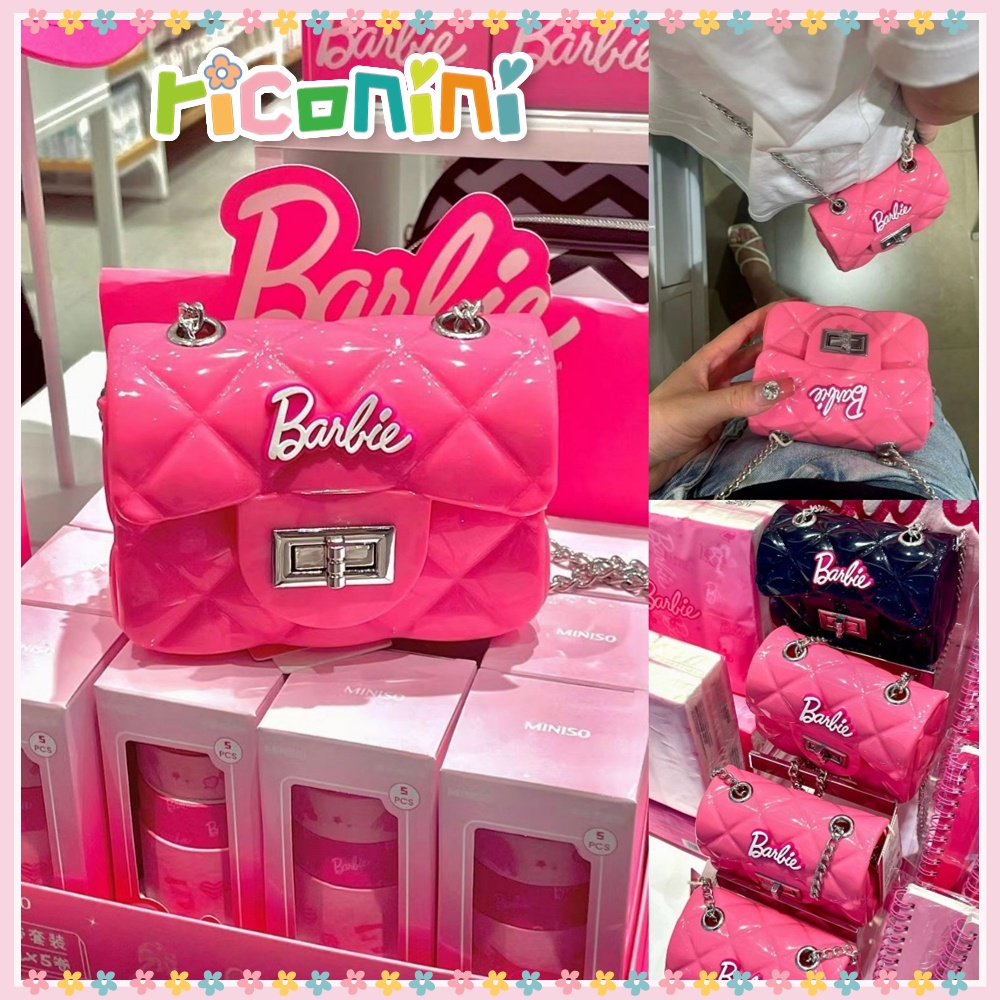 Riconini barbie màu hồng Pitaya mini jelly túi vuông nhỏ 2023 túi nhỏ nhỏ mới barbie màu hồng trẻ em