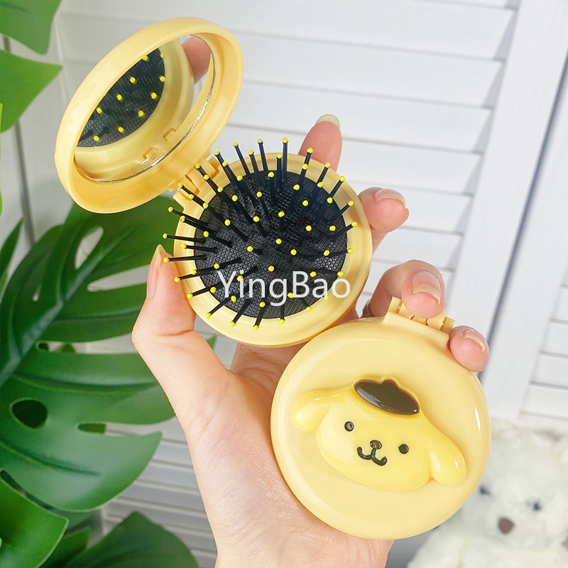 Lược túi khí sanrio kuromi cinnamoroll my melody pompompurin mini portable air cushion comb mirror folding massage comb