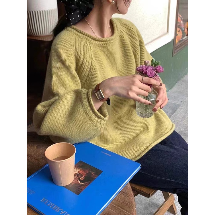 Milk series soft glutinous pullover thick needle rose red sweater round neck lazy base Spring and Autumn New knitted loose top female MC female 3JZ2