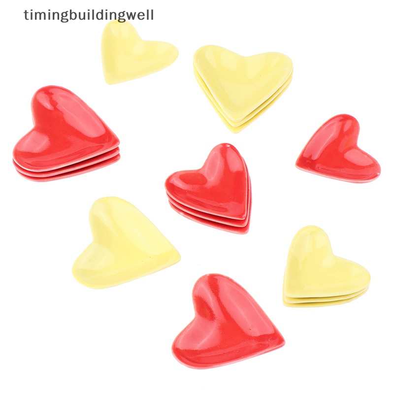 Twvn 4 cái / bộ doll house mini kitchen cutlery ceramic heart-shaped plate tableware set qdd