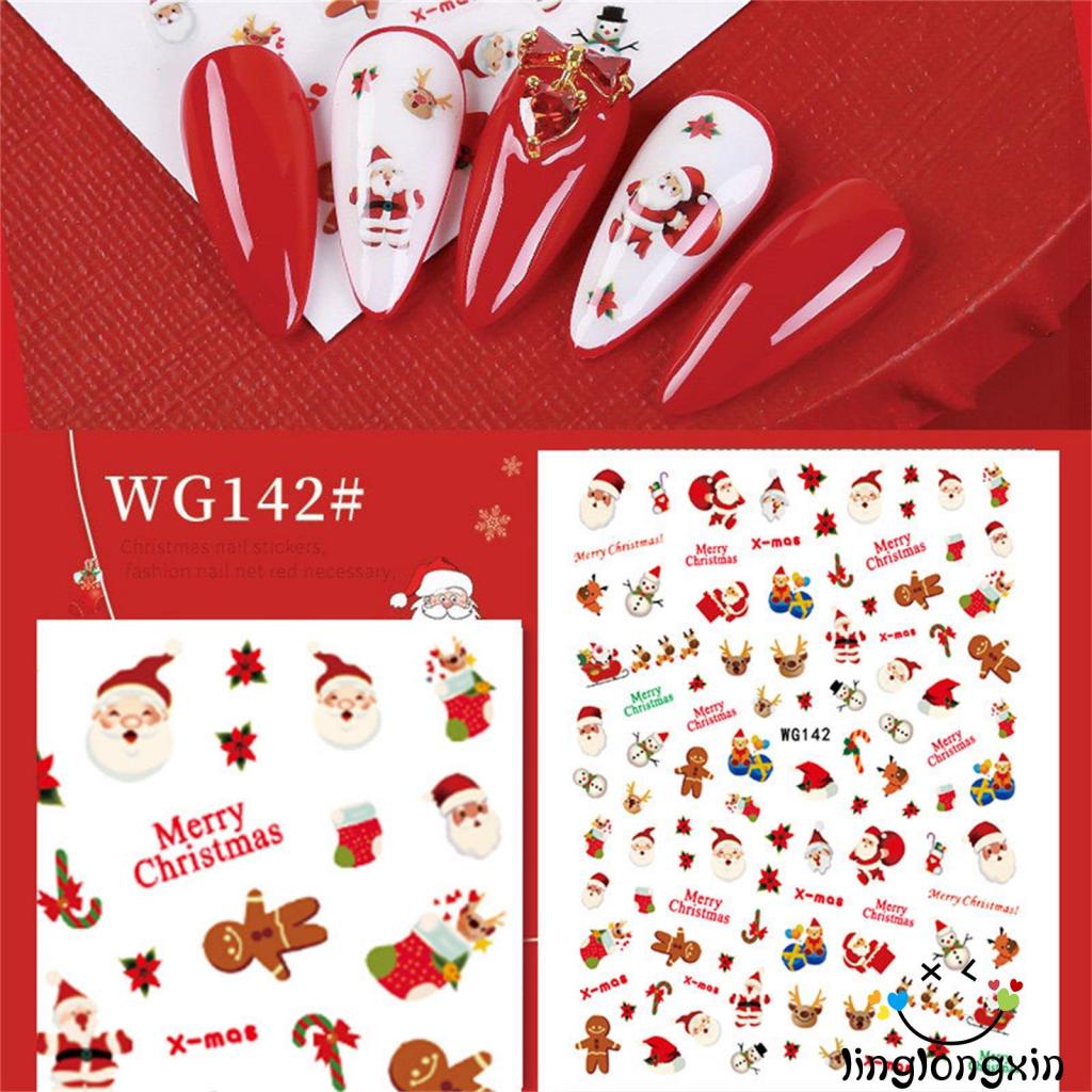 Linglongxi2-christmas nail stickers snowflake 3d self adhesive nail decals