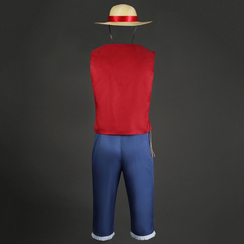 Fash one Bộ Trang Phục Hóa Trang luffy Gồm Áo Và Quần Rơm Kèm Thắt Lưng Dành Cho Bạn Trai anime luffy cos halloween pop