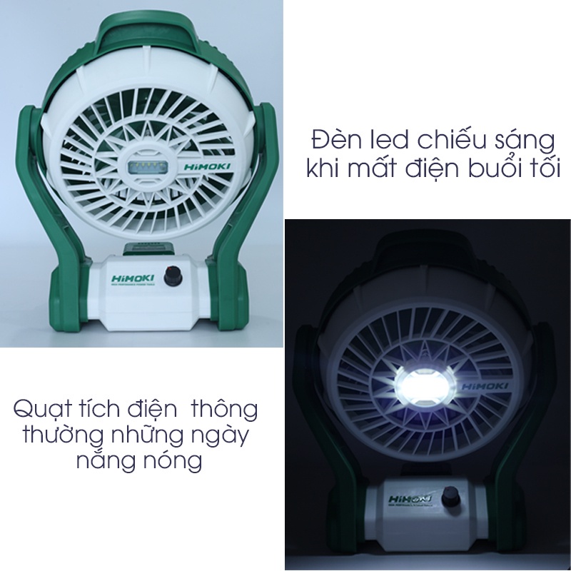 Quạt tích điện Himoki - Kích thước lớn 10 inch - Pin Lithium - Dùng liên tục 10 tiếng