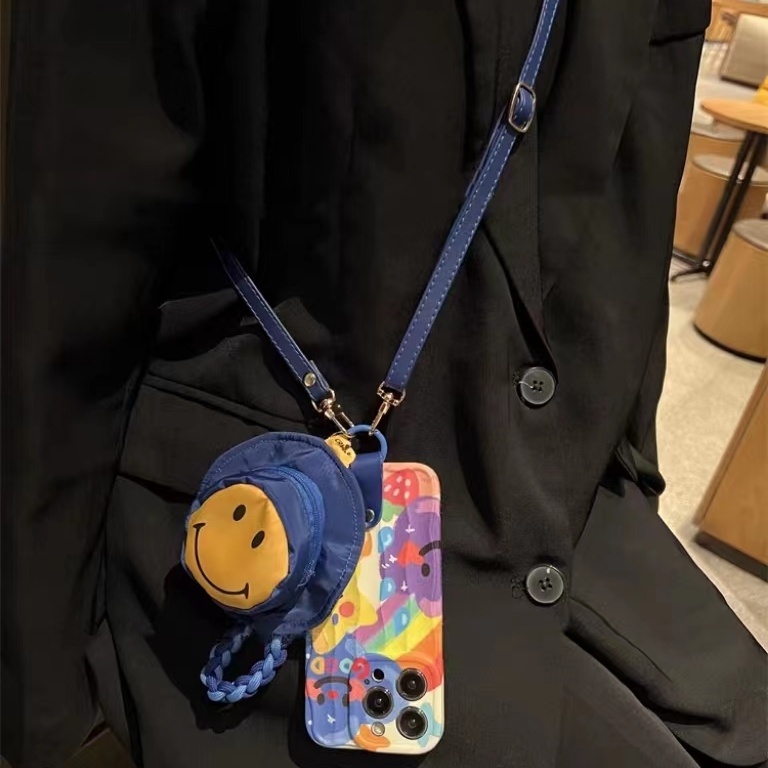 Túi đựng điện thoại có mũ màu xanh da trời đầy màu sắc cho apple 14 pro leather crossbody rope mini coin purse vỏ điện thoại cho iphone 14 pro max / 13 pro max / 13 pro / 12 pro max / 12 pro / 11