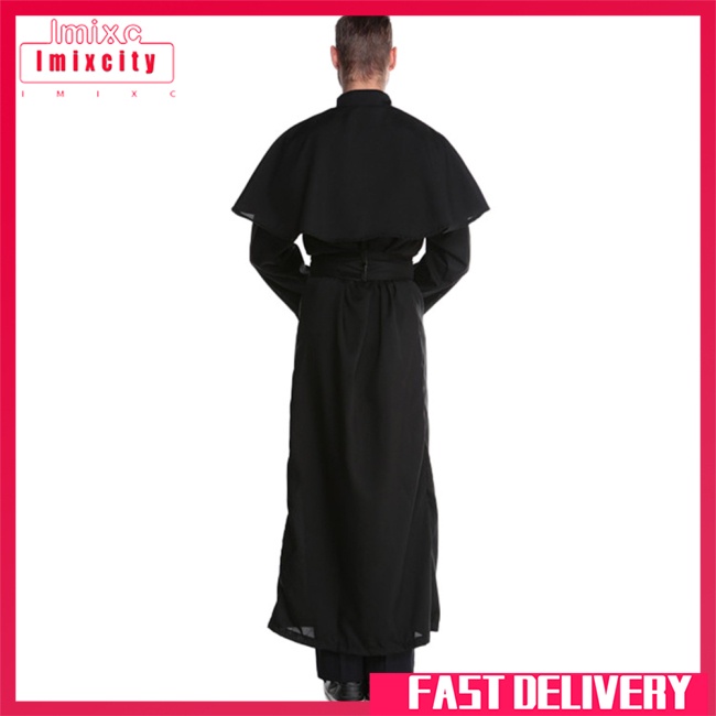 Imixcity 35% polyester 65% cotton nam và nữ trang phục cặp đôi halloween trang phục linh mục và nữ tu trang phục hóa trang