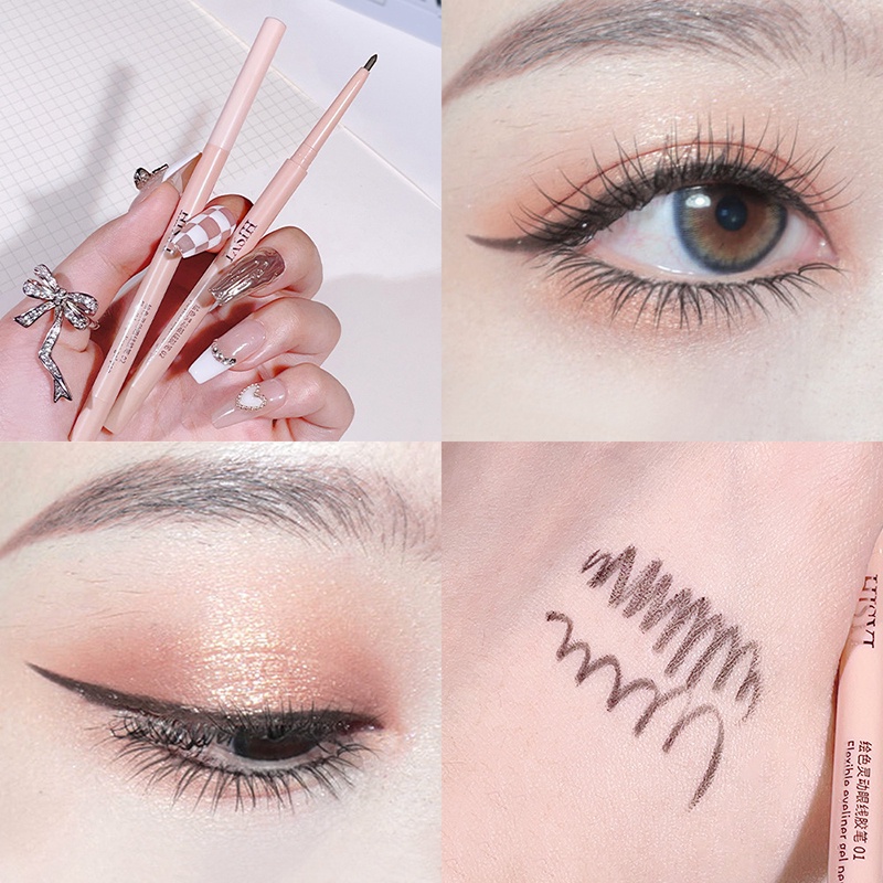 Bút kẻ mắt dạng gel trắng đen hồng đầu mỏng không thấm nước mịn khô nhanh 5 màu