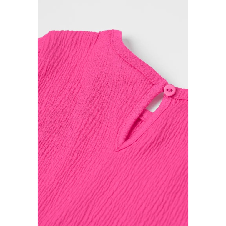 Đầm thun trơn phối voan dài tay hàng H&M xuất