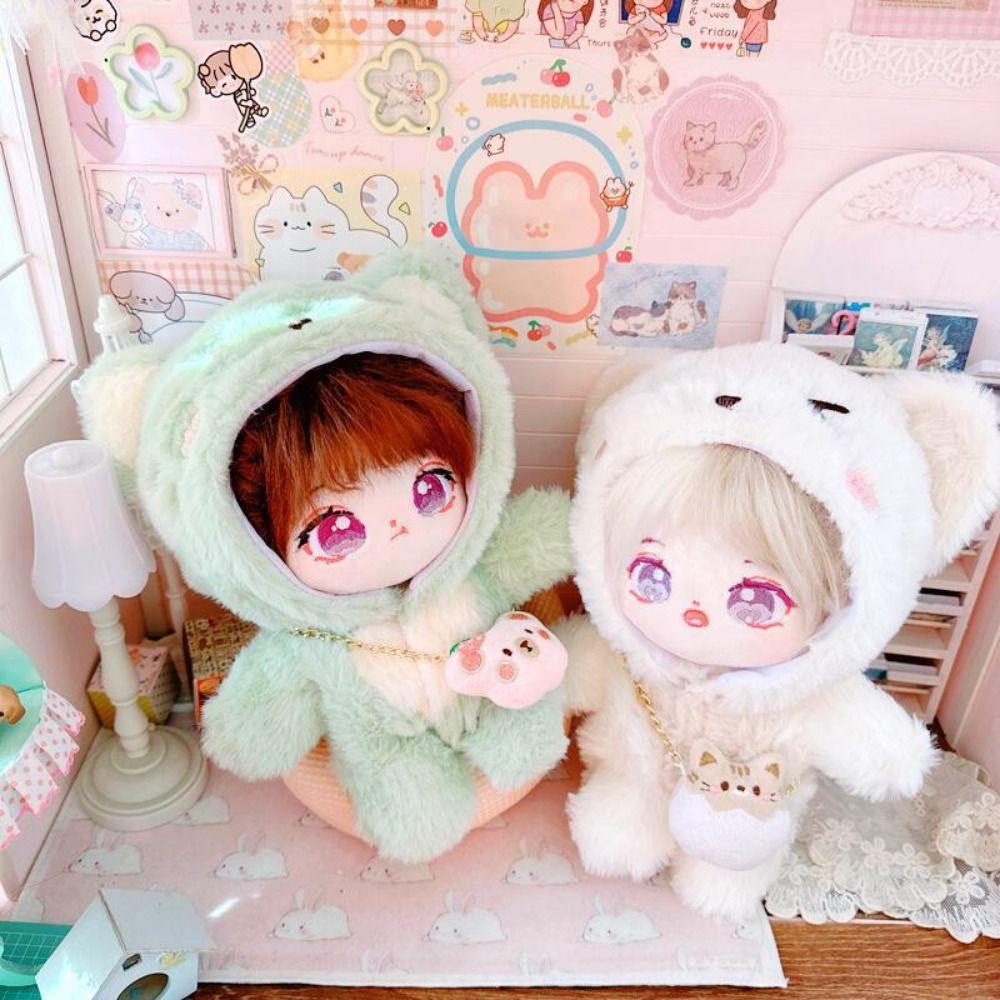 Quần áo uumir rompers, áo hoodie búp bê mini lông thú, quần áo động vật mèo thời trang phù hợp với quần áo búp bê 20cm / búp bê nhồi bông