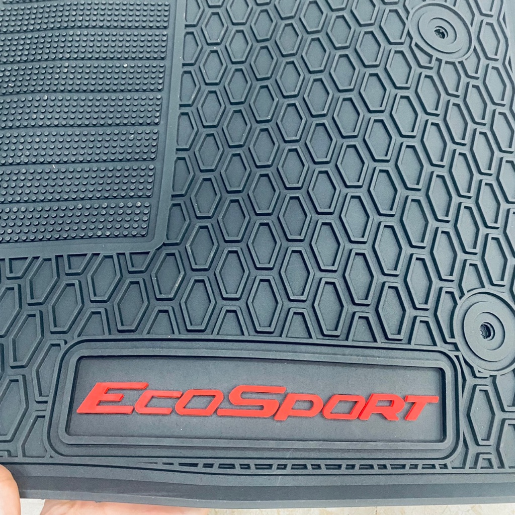 Lót sàn cao su đúc cho xe Ford Ecosport 2014-2022 màu đen chữ đỏ, sàn ko mùi, dễ vệ sinh, giữ cho sàn xe luôn sạch sẽ