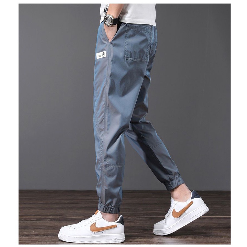 Ice silk men's jogger pants workwear quick-drying labeling ankle-tied pants