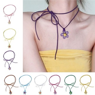 Ivy Vòng Cổ choker Mặt Hoa Mận Đầy Màu Sắc Thời Trang