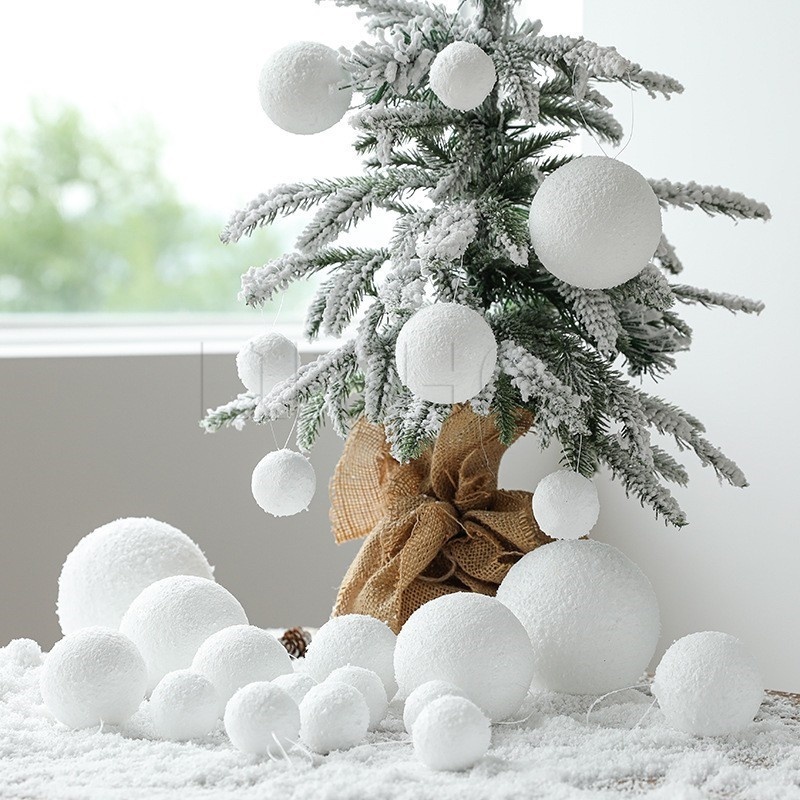 6 cái màu trắng quả bóng giáng sinh trang trí cây thông noel bằng bọt chống vỡ trang trí treo mặt dây cho trang chủ giáng sinh đồ trang trí năm mới