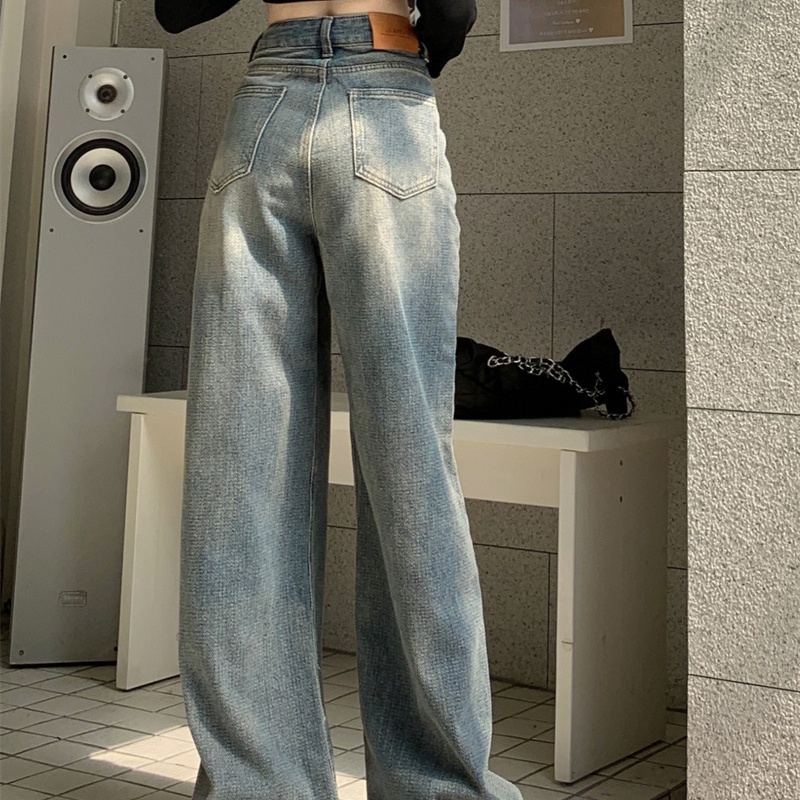 COZOK Quần Jean Ống Rộng Lưng Cao Kiểu Dáng Vintage Hợp Thời Trang