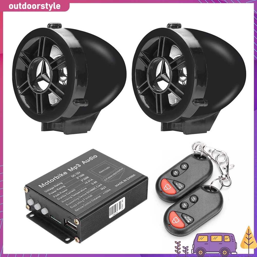 Bộ Loa Khuếch Đại Âm Thanh Mp3 Fm Radio Bluetooth Điều Khiển Từ Xa Cho Xe Máy