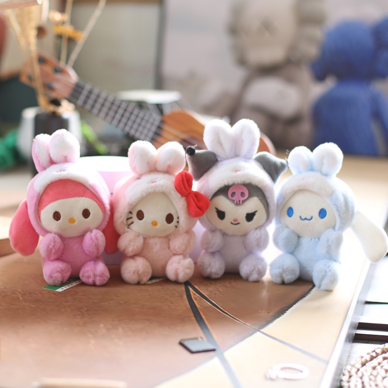 SANRIO Búp Bê Nhồi Bông Hình Thỏ Cinnamoroll Kuromi Melody Hello Kitty Dễ Thương Cho Bé Gái