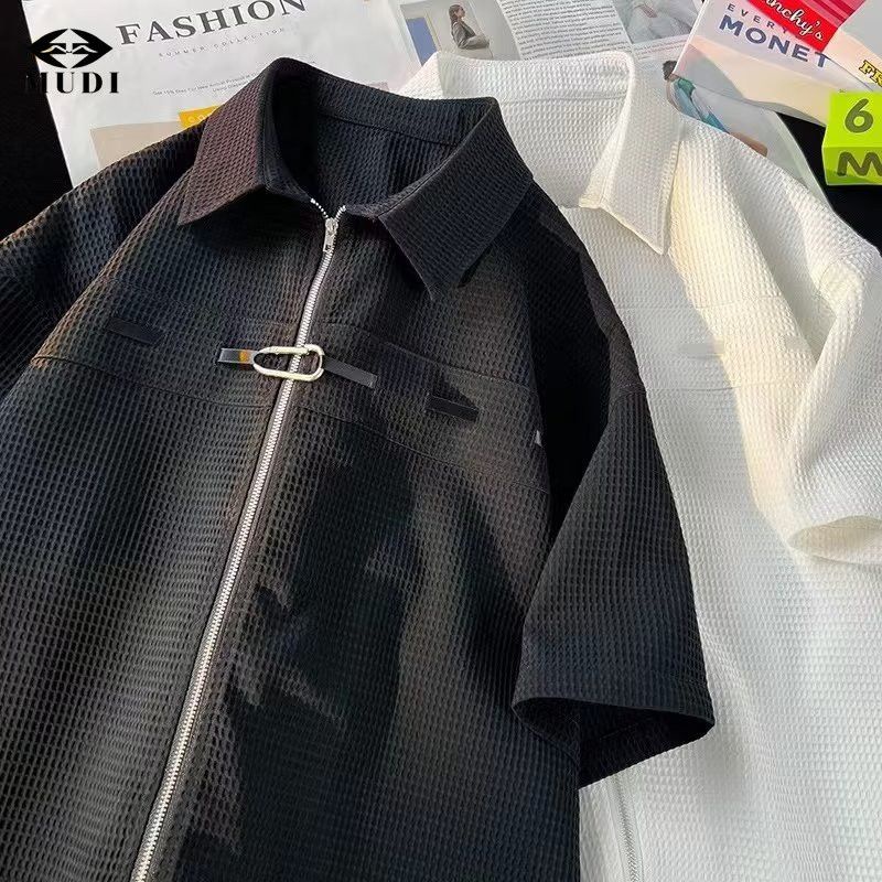 Áo Sơ Mi Nam Có Khóa Kéo Thời Trang Mùa Hè Phong Cách Hàn Quốc