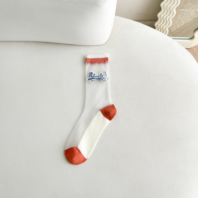 Tất Lụa Trong Suốt In Chữ Thời Trang Xuân Hè Cho Nữ