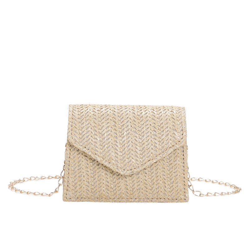 Túi Xách Đeo Vai Đan Cói Hình Vuông Cỡ Nhỏ Phối Dây Đeo Sợi Xích Thời Trang Mùa Xuân Dành Cho Nữ 2