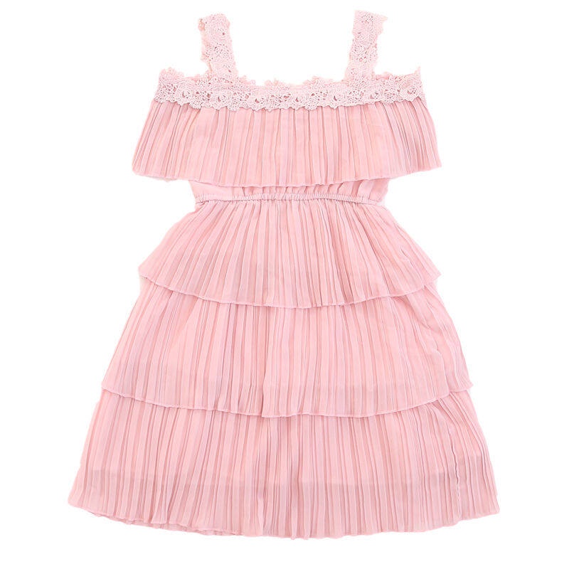 Đầm Công Chúa 110-160cm Hở Vai Chất Liệu Chiffon Cho Bé Gái 3-14 Tuổi