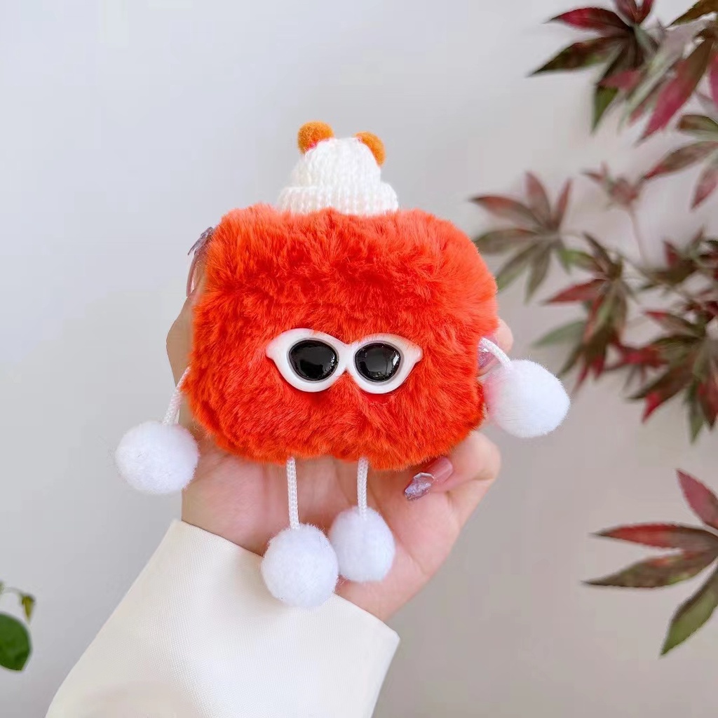 Vỏ Bảo Vệ Hộp Sạc Tai Nghe Apple Air Pods 1 2 3 Air Pods pro Air Pods pro 2 Bằng Chất Liệu Lông Nhung Hình Quả Bóng