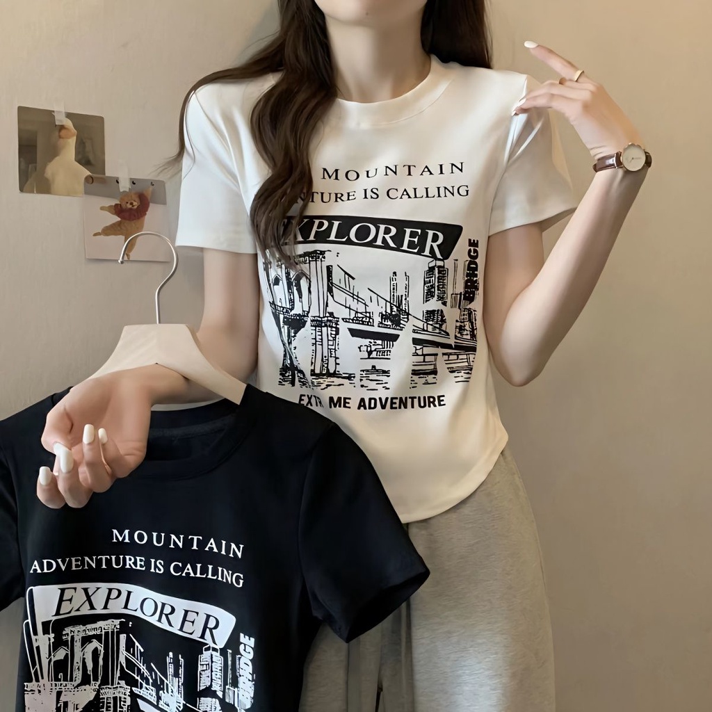 Áo Sơ Mi Ngắn In Họa Tiết Phong Cách Mỹ Cổ Điển Thời Trang Mùa Hè Dành Cho Nữ