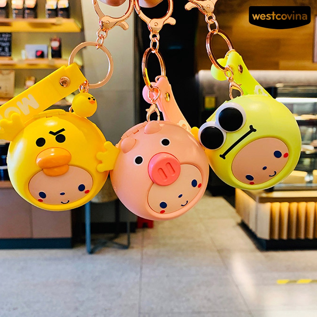 [COD]♋Quạt Cầm Tay Hai Tốc Độ Bằng ABS Kèm Gương Thiết Kế Hoạt Hình Dễ