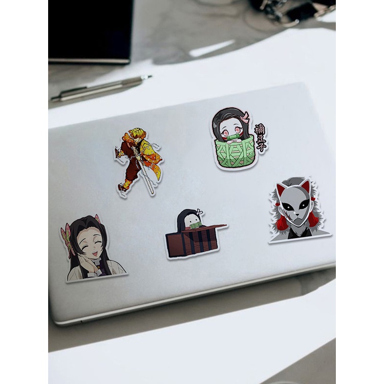 Bộ 50 Miếng Dán Chống Thấm Nước Hình Anime Demon Slayer Trang Trí Laptop / Điện Thoại / Ván Trượt / Guitar Margot3
