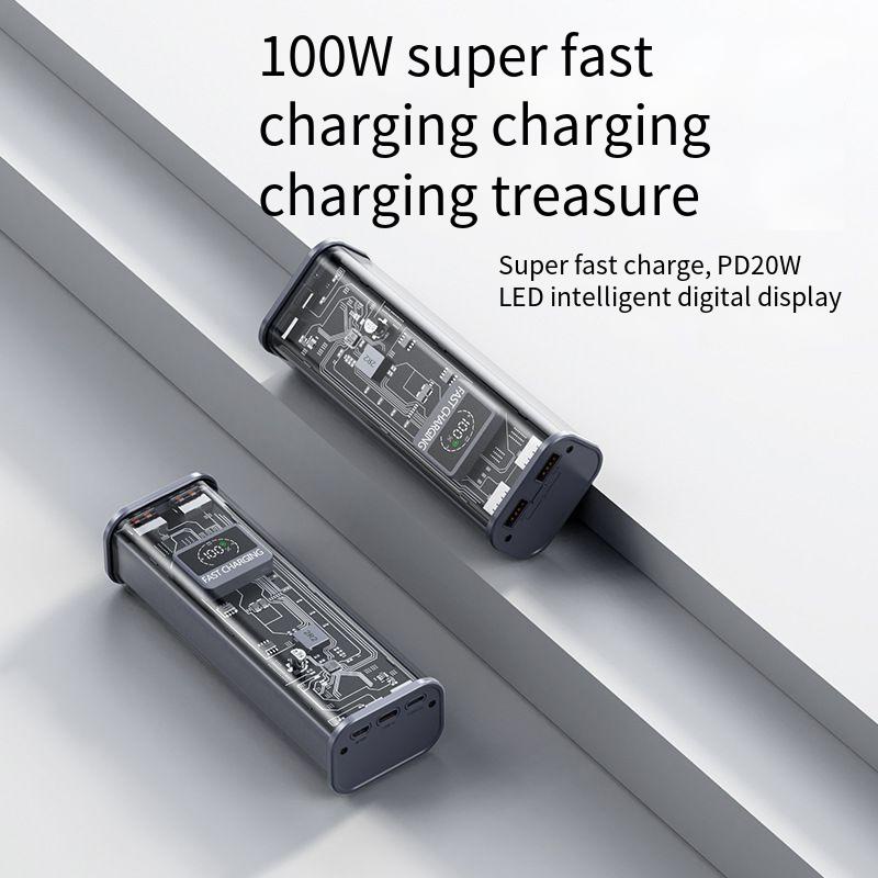 Sạc Dự Phòng 100W PD22.5W 20000mA Vỏ Trong Suốt Chất Lượng Cao