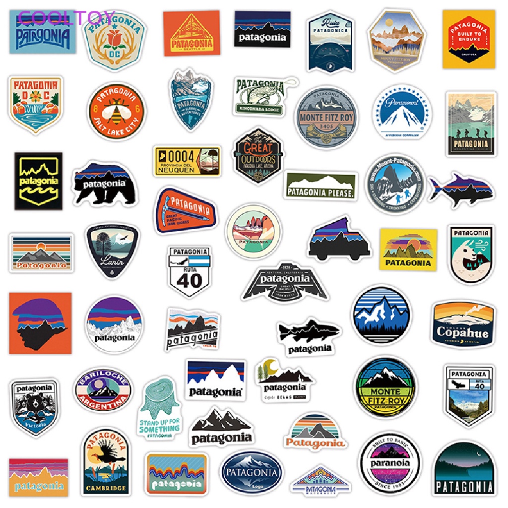 Cooltoy Set 50 Sticker Patagonia Graffiti Dán Laptop Hành Lý Cắm Trại Cảnh Quan Bán Chạy