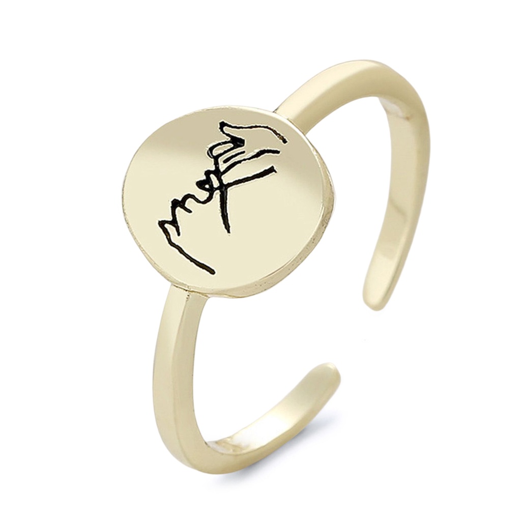 [DIL] Nhẫn Mở Kích Thước Điều Chỉnh Được Không Phai Tối Giản Bóng Cao Quyến Rũ Hình Học Cho Cặp Đôi Trong Ngày Valentines