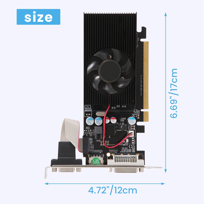 Card Đồ Họa GT210 1GB DDR2 64Bit PCIE 2.0 GPU HDMI-Compatible DVI VGA Thẻ