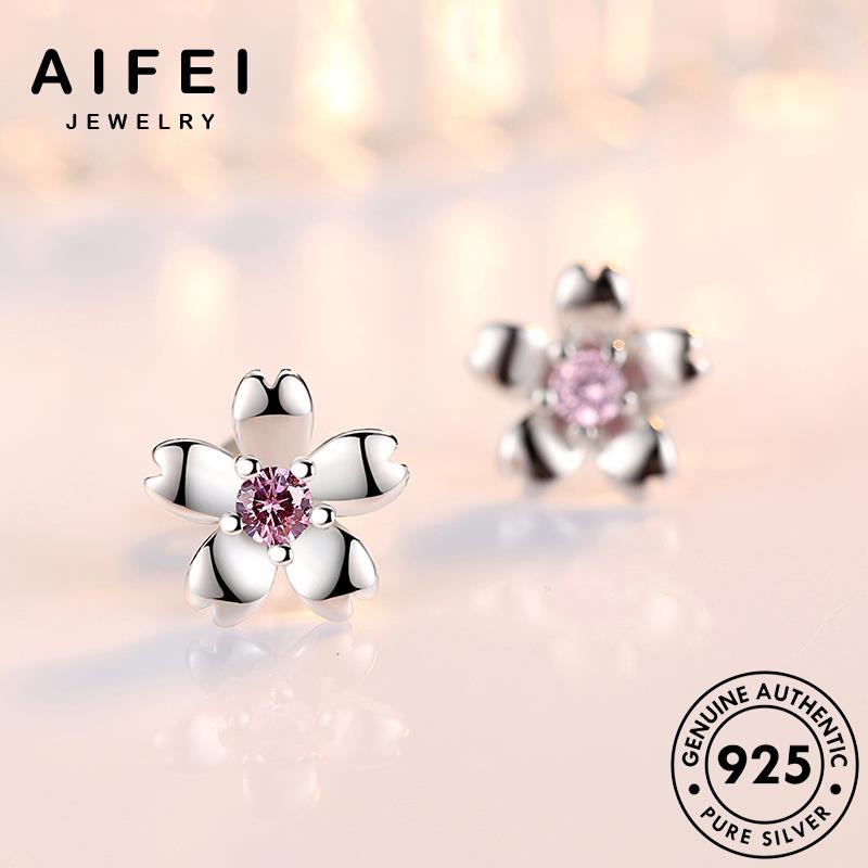 AIFEI JEWELRY bạc vành 925 trang xỏ thật tạo sức thời kim tinh bản tròn sáng tua bông nguyên hàn quốc hồng thể khuyên Thời hoa phụ tai kiện cương nữ E65