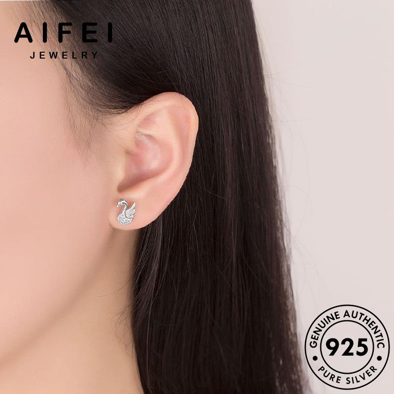 AIFEI JEWELRY tua kim khí kiện sức thời nữ phụ nga hàn tai xỏ khuyên bạc vành thật 925 nguyên quốc trang Thời moissanite tròn bông thiên bản tính cương E127