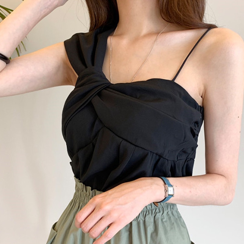 SUXI Áo Kiểu Hai Dây Dáng Ôm Hở Vai Phong Cách Hàn Quốc Dành Cho Bạn Nữ