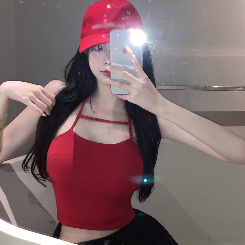 Áo Croptop Áo Tank Top Không Tay Màu Sắc Trơn Phong Cách Hàn Quốc Cho Nữ