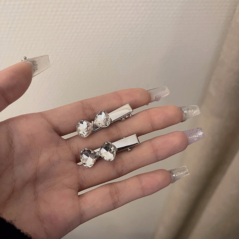 Kẹp Tóc Hình Nơ / Trái Tim Bằng Kim Loại Đính Đá