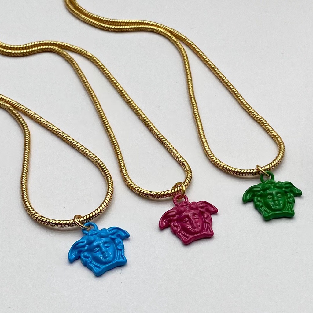 [Ảnh vật lý] Vòng cổ đầu người Medusa / Vòng cổ thép titan vàng / Vòng cổ Serpentine dành cho nam và