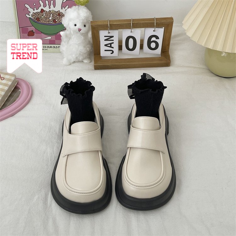 Giày Mary Jane Mũi Tròn Màu Trơn Đơn Giản Thoải Mái Hợp Thời Trang