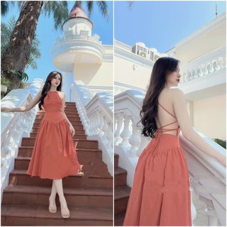 ĐẦM CỔ YẾM nhún ngực dây lưng (CÓ MÚT) đi biển,đi dự tiệc trẻ trung sành điệu - Thủy Vintage