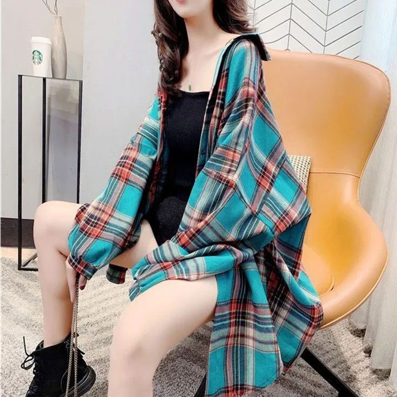 Áo Sơ Mi Tay Dài Dáng Rộng Họa Tiết Kẻ Sọc Phong Cách Hàn Quốc Cổ Điển Thời Trang Xuân Thu Mới 2023 Dành Cho Bạn Nữ