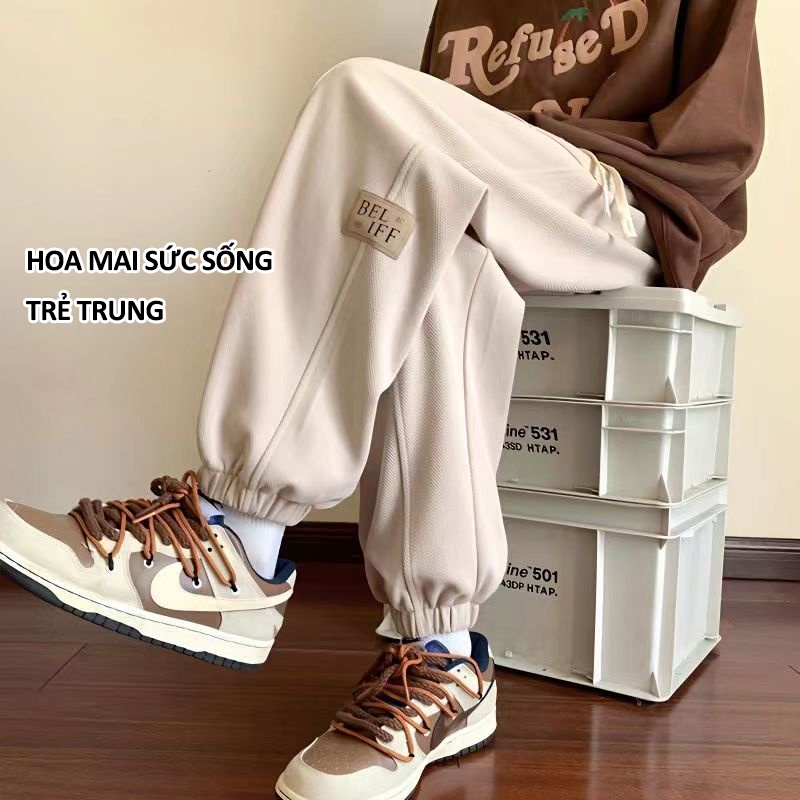 Phiên bản Hàn Quốc mới Phiên bản Hàn Quốc quần ống rộng thẳng ống rộng thể thao quần chạy bộ nam 2023
