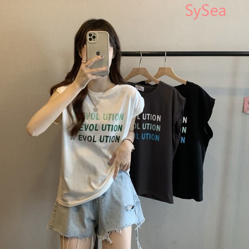 Áo Tank Top Form Rộng In Chữ Phong Cách Hàn Quốc Cho Nữ