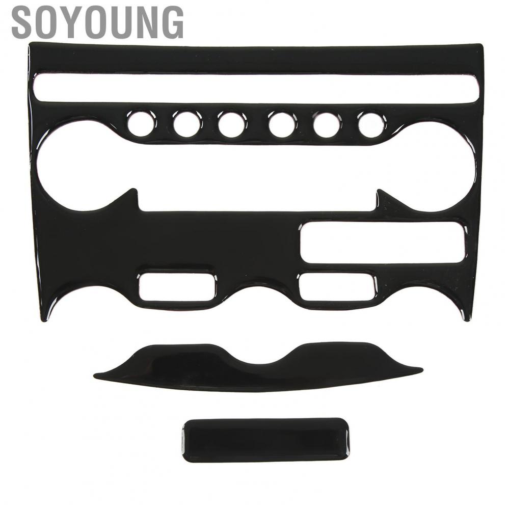 Soyoung AC Switch Control Panel Trim  Precise Fit Soft Plastic Center Console Air Conditioning Frame Piano Black for 370Z Z34 2009 To Present LHD Car