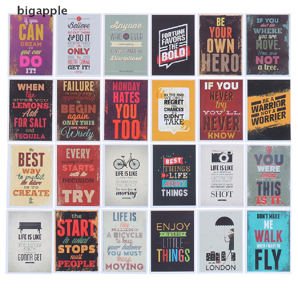 Bigapple Set 25 Đề Can Dán Trang Trí Nhật Ký / Ván Trượt / Laptop / Hành Lý Hình Câu Trích Dẫ