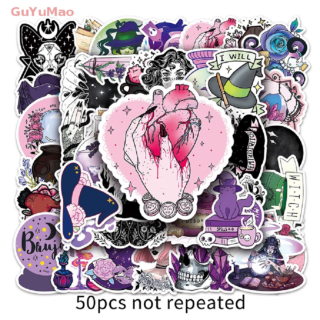 [cxGUYU] Set 50 Miếng Dán Hình Phù Thủy Graffiti Dễ Thương Trang Trí Laptop Hành Lý Ván Trượt PRTA DIY